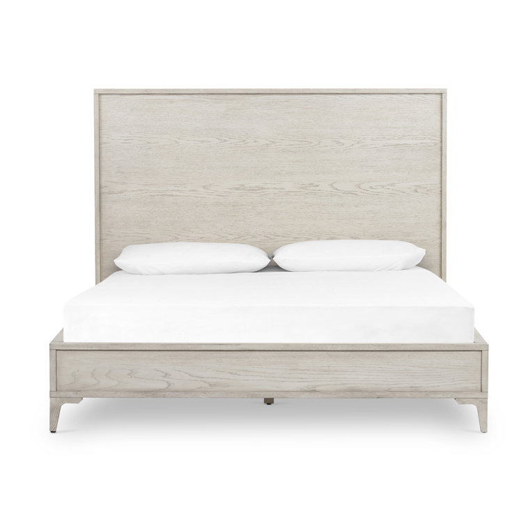 Elegant Vintage White Oak Queen Panel Bed with Headboard