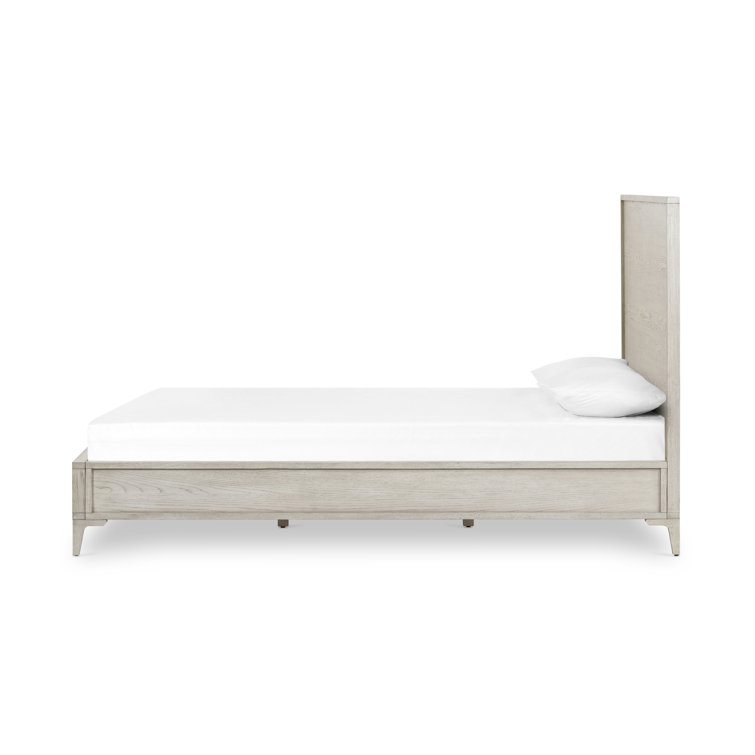 Elegant Vintage White Oak Queen Panel Bed with Headboard