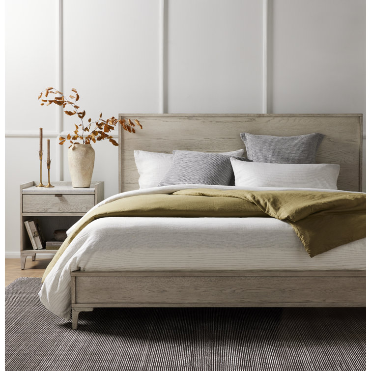 Contemporary Gray Oak Veneer Nightstand with Marble Top
