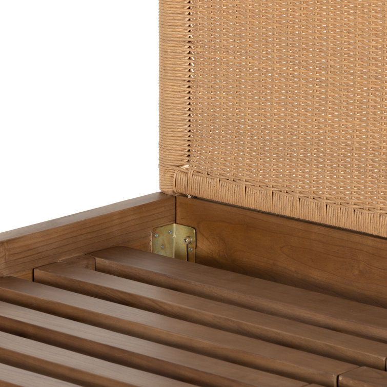 Toasted Sungkai Queen Platform Bed with Woven Headboard