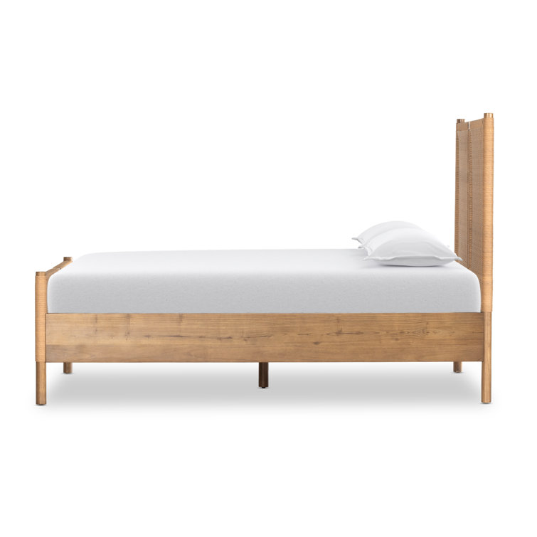 Toasted Sungkai Queen Platform Bed with Woven Headboard