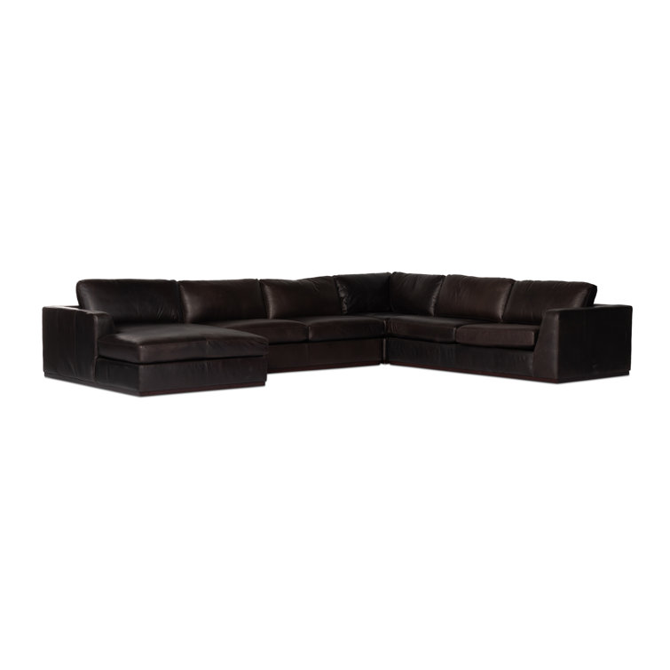 Colt Dark Brown Leather 4-Piece Chaise Sectional