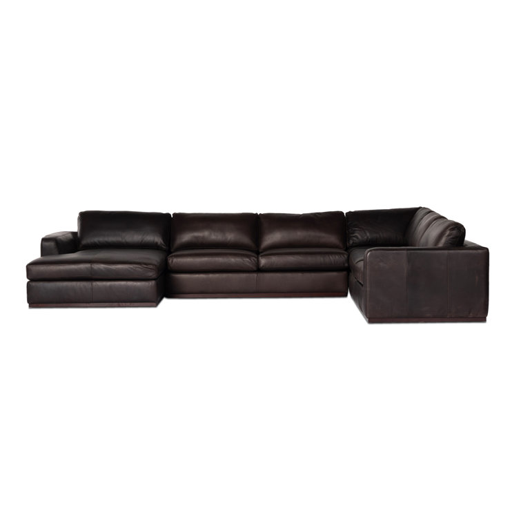 Colt Dark Brown Leather 4-Piece Chaise Sectional