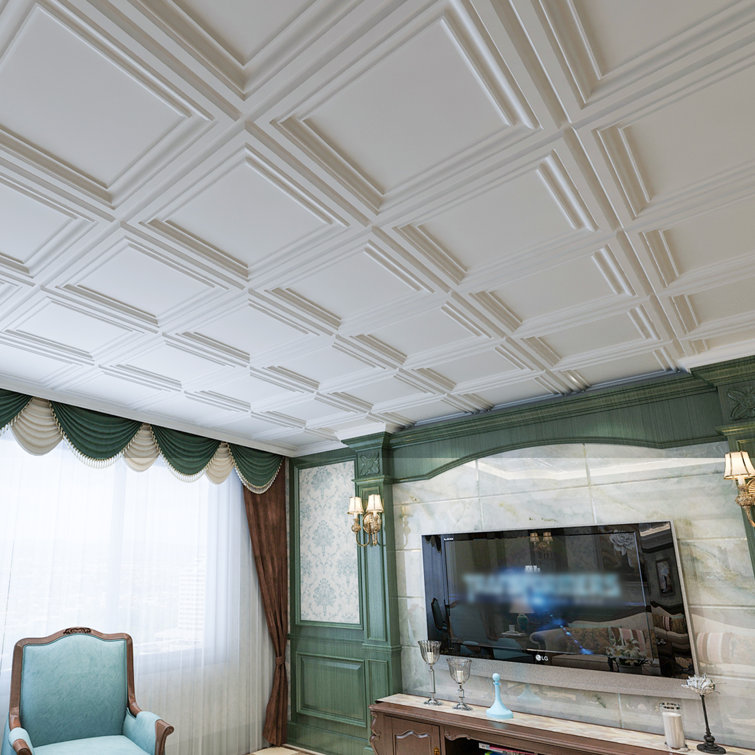 White 2 Ft. x 2 Ft. PVC Ceiling Tile Set