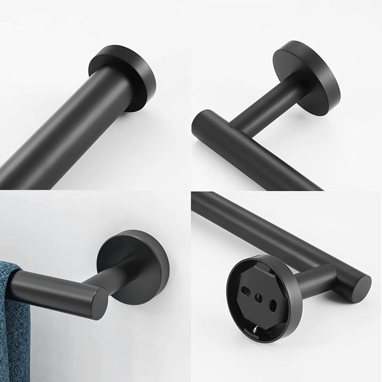 Stainless Steel Black 5-Piece Modern Bathroom Hardware Set