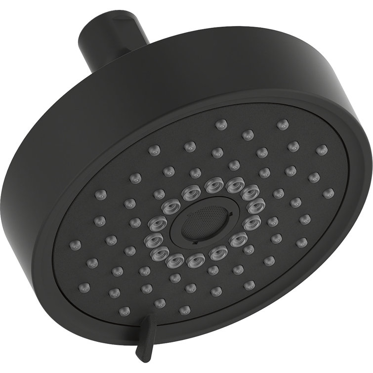 Purist Matte Black 5.5" Multifunctional Wall-Mounted Brass Showerhead