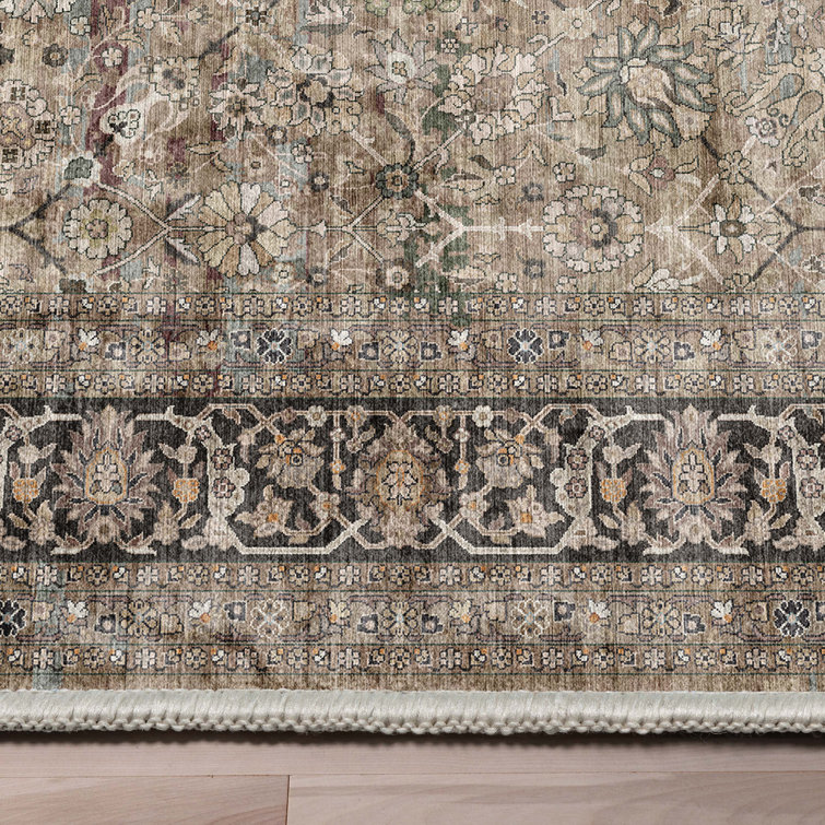Beige Chenille Persian Oriental Flat-Weave Area Rug 3'11" x 5'3"