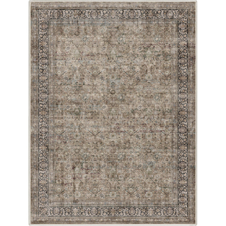 Beige Chenille Persian Oriental Flat-Weave Area Rug 3'11" x 5'3"