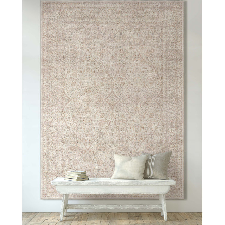 Ivory & Cream Vintage Oriental Chenille Area Rug 3'11" x 5'3"