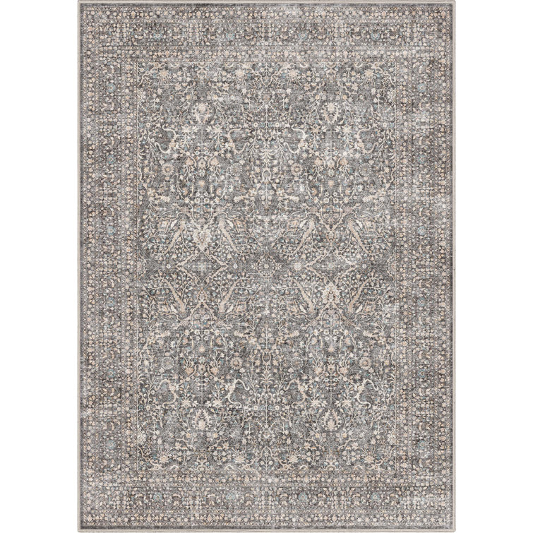 Gray Chenille Vintage Oriental Flat-Weave Area Rug 5'3" x 7'3"