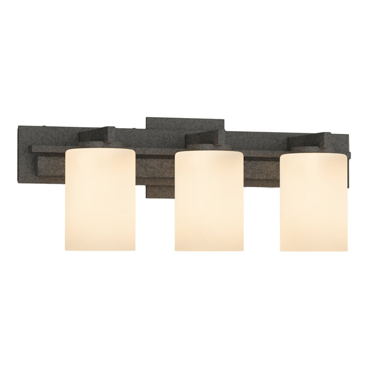 Natural Iron 3-Light Vanity Light with Opal Glass