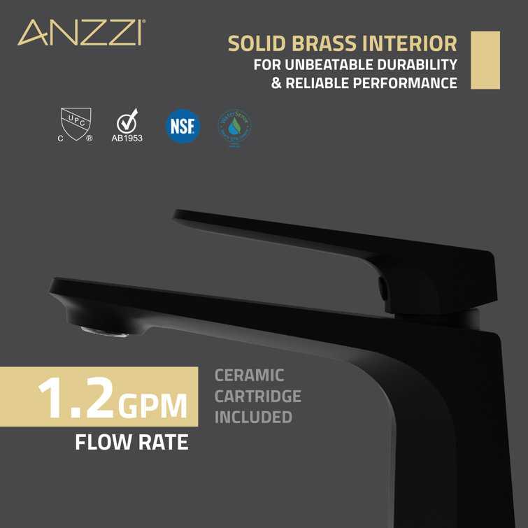 Matte Black Single Handle Bathroom Faucet with Pop-Up Drain