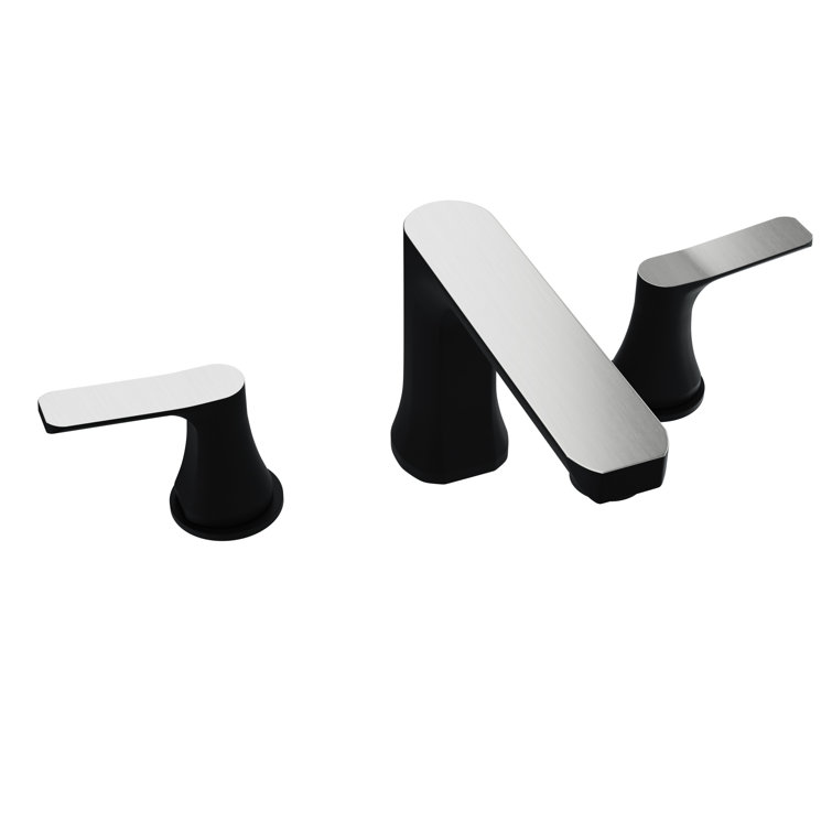Matte Black and Brushed Nickel Widespread Bathroom Faucet
