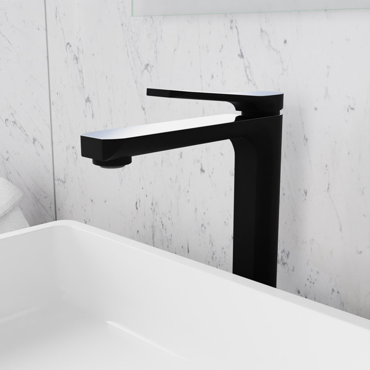 Matte Black and Chrome Single Handle Bathroom Faucet with Pop-Up Drain