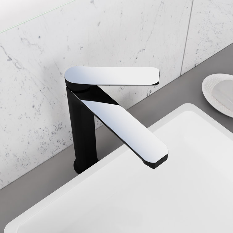 Matte Black and Chrome Single Handle Bathroom Faucet with Pop-Up Drain