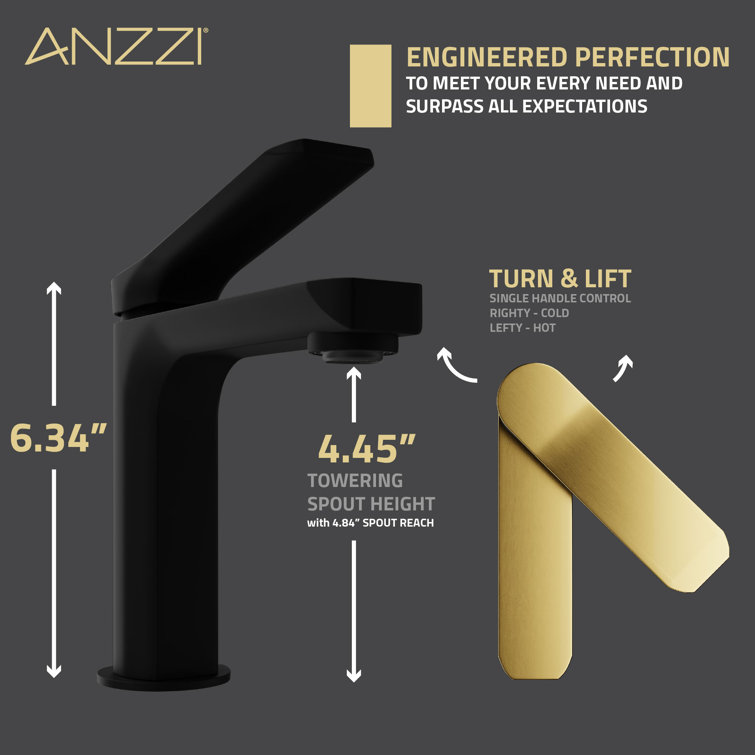 Matte Black and Brushed Gold Single Handle Bathroom Faucet
