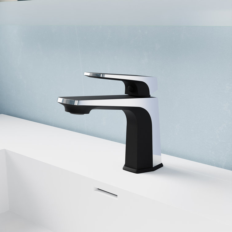 Matte Black and Chrome Single Handle Bathroom Faucet with Pop-Up Drain