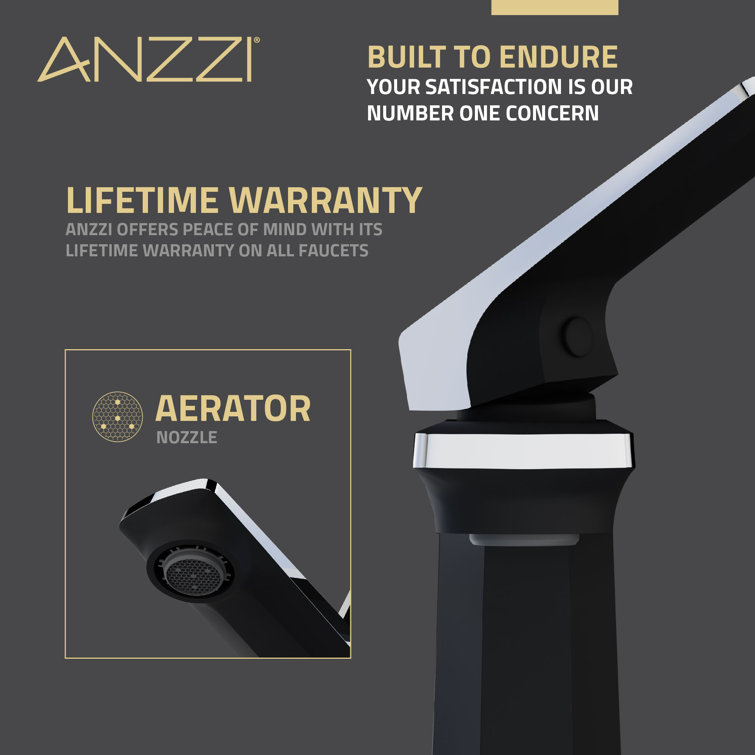 Matte Black and Chrome Single Handle Bathroom Faucet with Pop-Up Drain