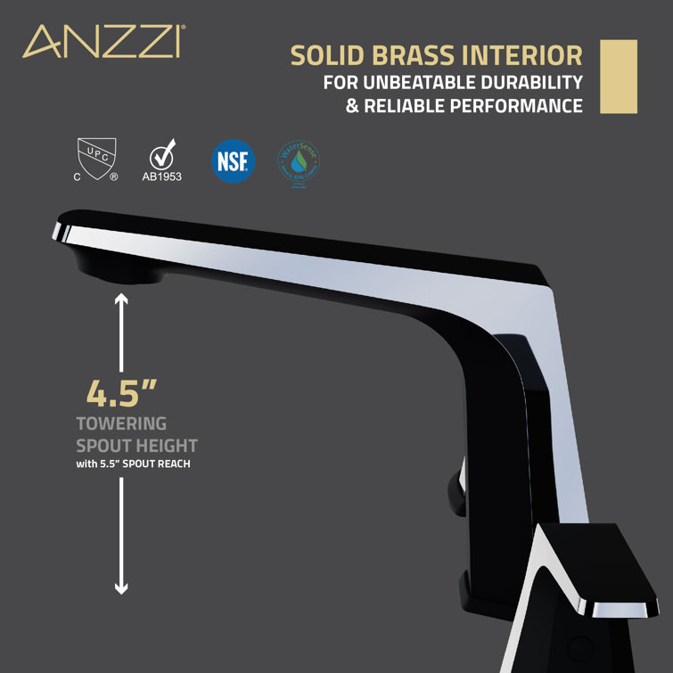 Matte Black and Chrome Widespread Bathroom Faucet with Pop-Up Drain