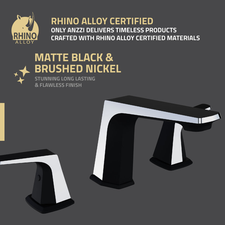 Matte Black and Chrome Widespread Bathroom Faucet with Pop-Up Drain