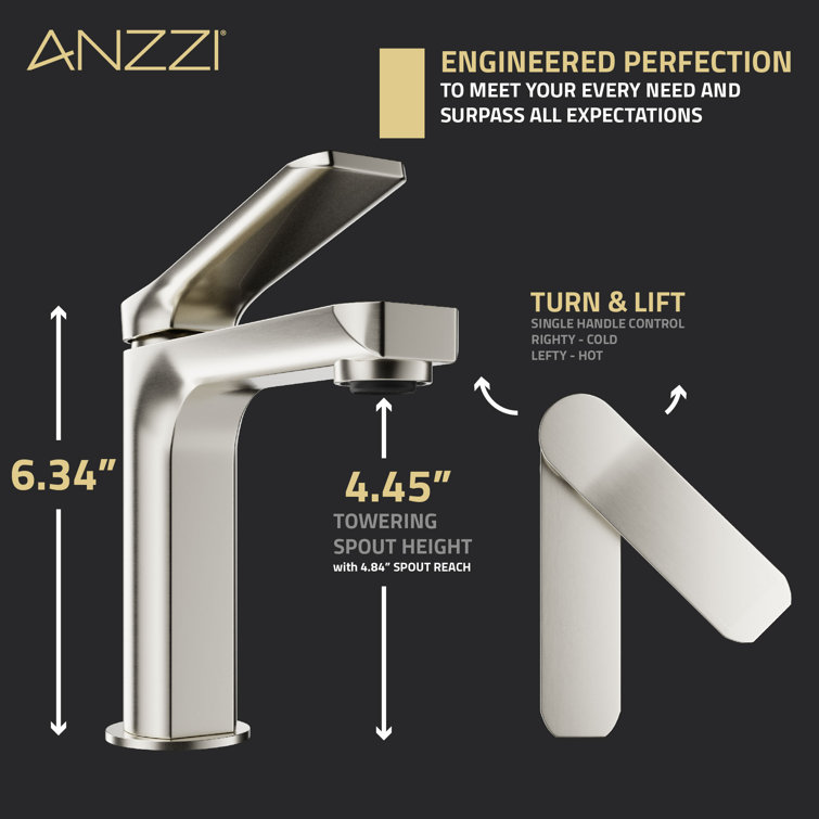 Brushed Nickel Single Handle Bathroom Faucet with Pop-Up Drain
