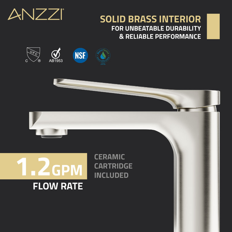 Brushed Nickel Single Handle Bathroom Faucet with Pop-Up Drain