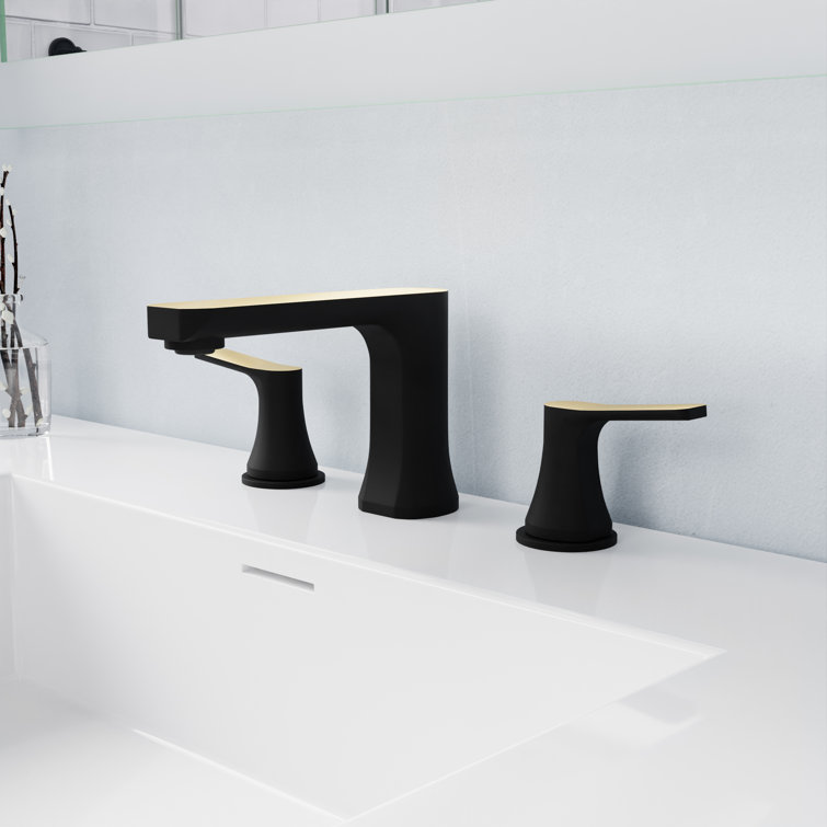 Matte Black and Brushed Gold 2-Handle Widespread Bathroom Faucet