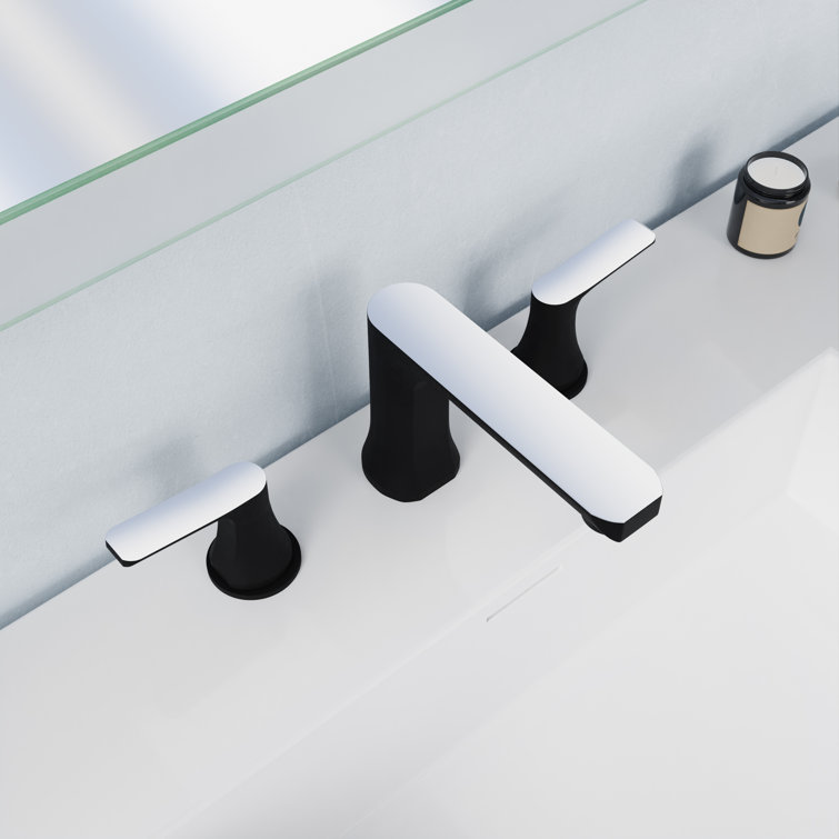 Matte Black and Chrome 2-Handle Widespread Bathroom Faucet