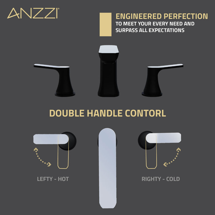 Matte Black and Chrome 2-Handle Widespread Bathroom Faucet