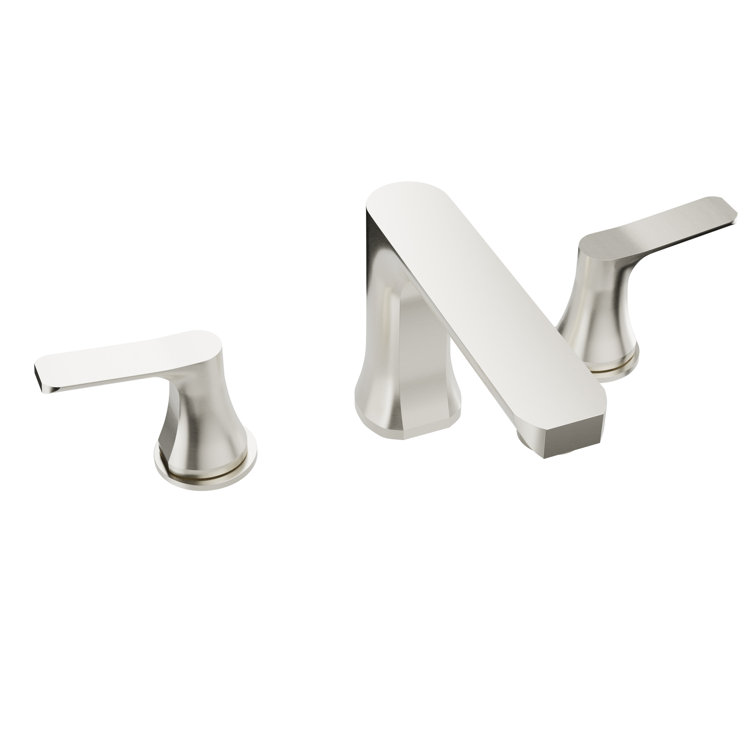Brushed Nickel 8-inch Widespread Bathroom Faucet with Drain Assembly
