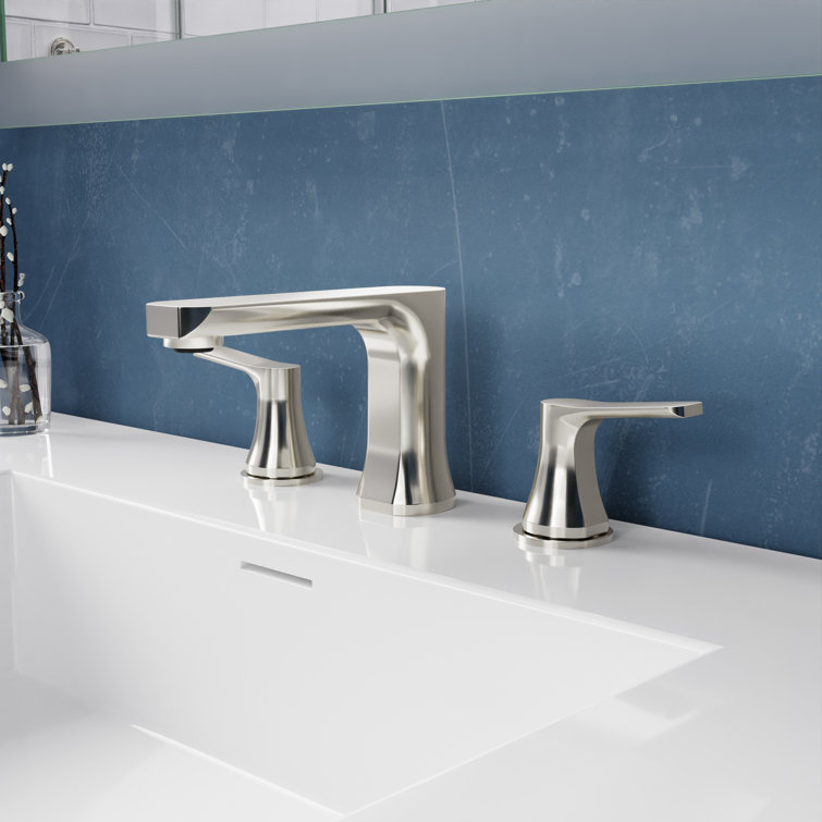 Brushed Nickel 8-inch Widespread Bathroom Faucet with Drain Assembly
