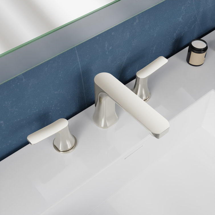 Brushed Nickel 8-inch Widespread Bathroom Faucet with Drain Assembly