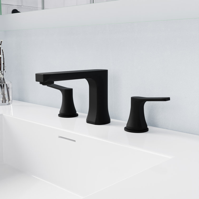 Matte Black Nickel Widespread Bathroom Faucet with Drain Assembly