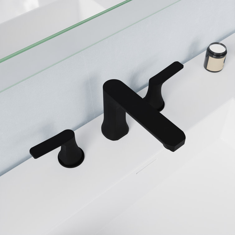 Matte Black Nickel Widespread Bathroom Faucet with Drain Assembly