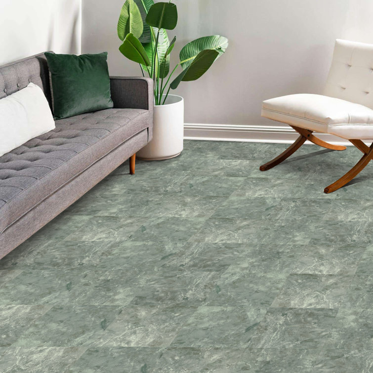 Verde Marble Vein Self-Adhesive Vinyl Floor Tile 12" x 12"