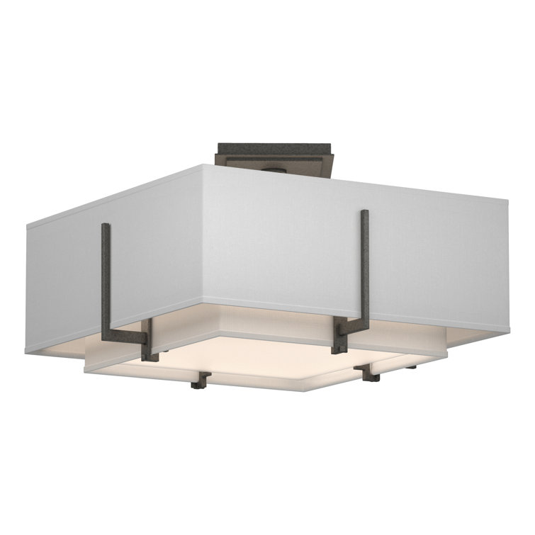 Exos Natural Anna Shade & Iron Finish 2-Light Semi-Flush Ceiling Light