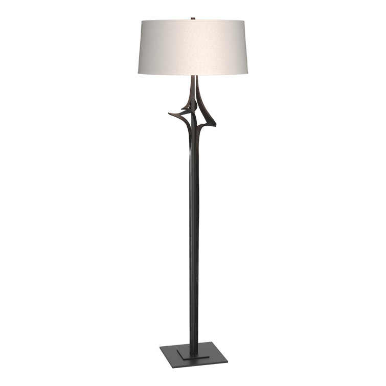 Antasia 58.6'' Black Steel Floor Lamp with Flax Shade