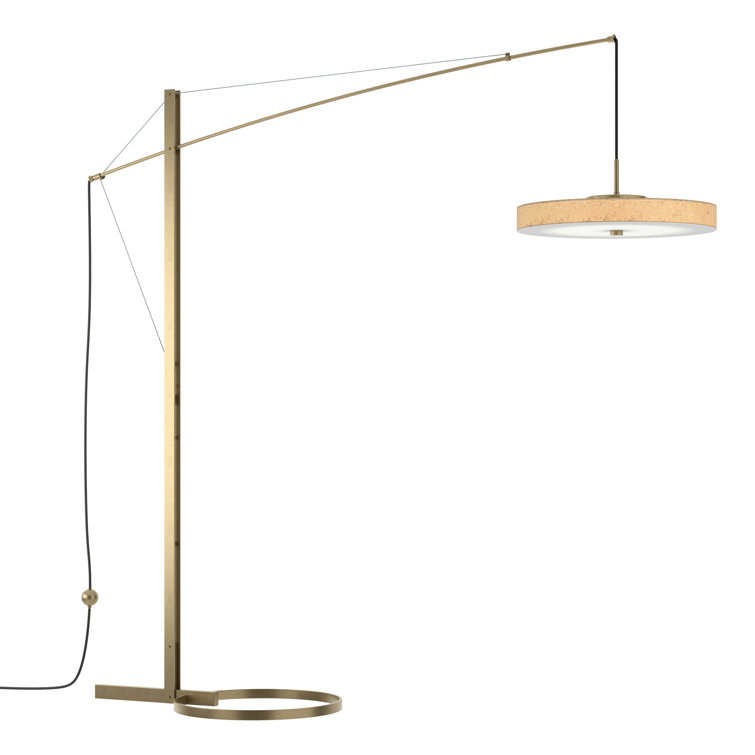 Disq 84'' Cork Shade Soft Gold Arc LED Floor Lamp