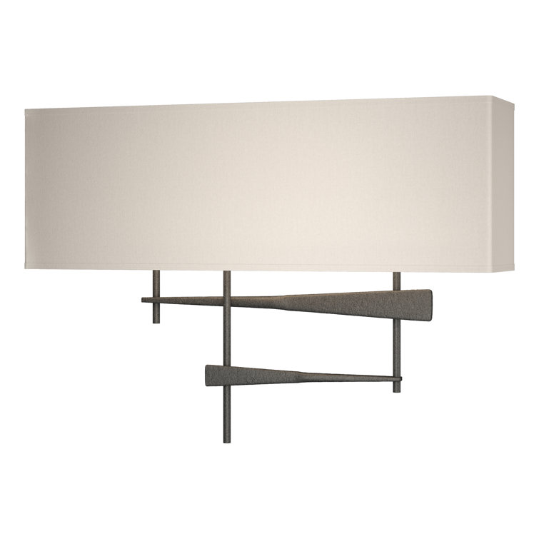 Cavaletti 2-Light Dimmable Wall Sconce in Natural Iron with Flax Shade