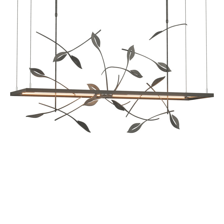Natural Iron LED Kitchen Island Pendant with Leaf Design