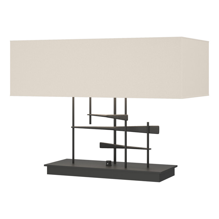 Modern Black and Flax Dual-Light LED Table Lamp