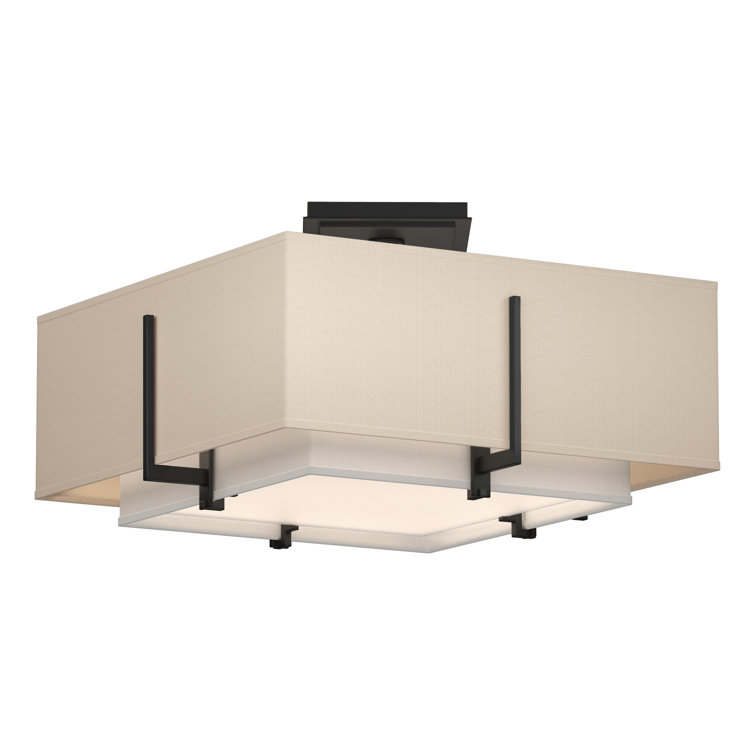 Black and Natural Anna Glass 2-Light Semi-Flush Mount
