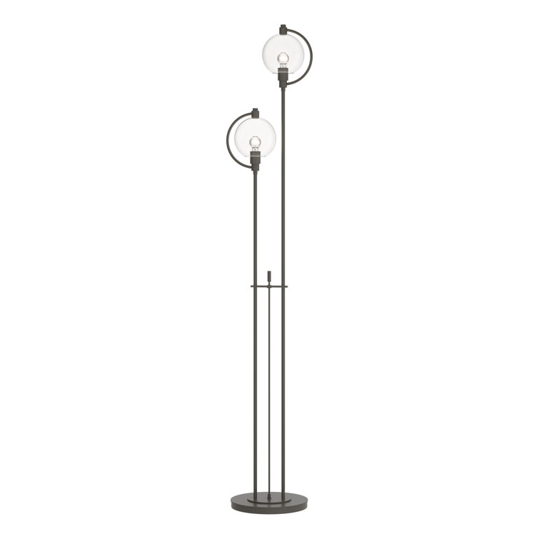 Pluto 68" Dark Smoke Floor Lamp with Clear Glass Globes