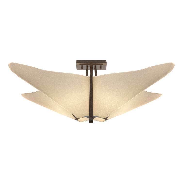 Kirigami Bronze 4-Light Indoor Semi Flush Mount with Spun Frost Shade