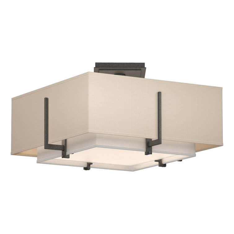 Exos Natural Anna Shade & Iron Finish 2-Light Semi-Flush Ceiling Light