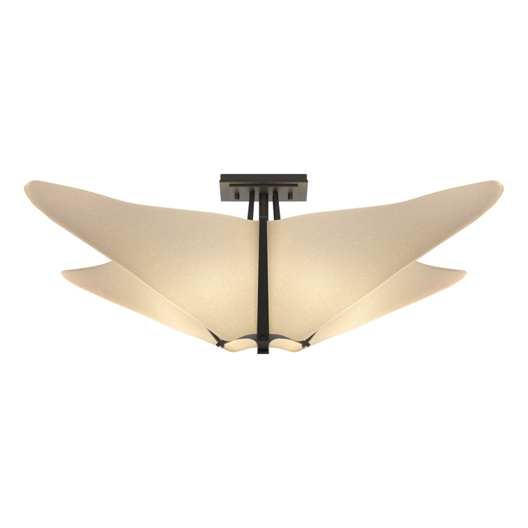 Kirigami 4-Light Black Semi Flush Mount with Spun Frost Shade