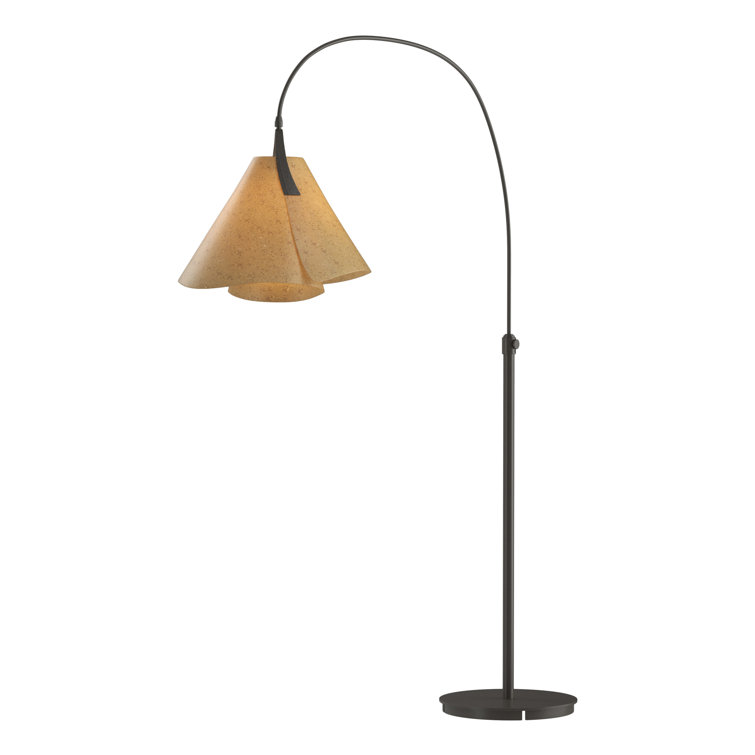 Calla Lily Inspired 66'' Arc Floor Lamp in Dark Smoke with Cork Shade