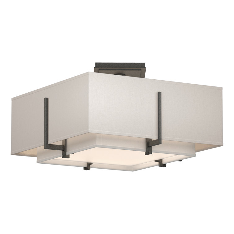 Exos Dual-Shade Semi-Flush Mount in Natural Iron & Flax