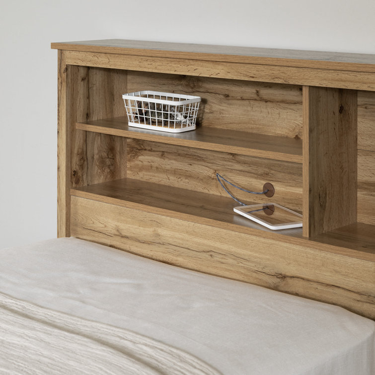 Nordik Oak Twin Wood Headboard with Storage