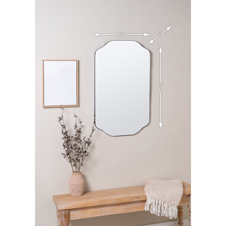 Gold Metal Flat Wall Mirror with Glass Frame